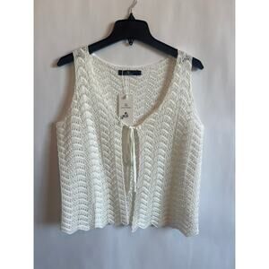 LILLUSORY SOFT CROCHET VEST WHITE SIZE SMALL NEW WITH TAGS